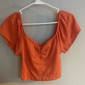 American Eagle Outfitters Orange Ruched Crop Top